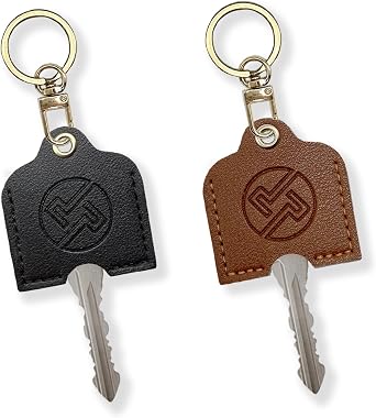 2PCS Head Key Covers Caps, Leather Key Sleeves, Keychain, Stylish House Key Protector for Women Men