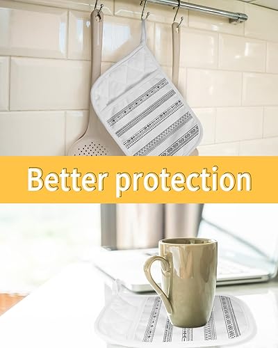 Miniatura 7 de Bohemia 3Pcs Pot Holders for Kitchen,Non Slip &amp; Heat Insulation Terry Cloth Potholder Set with Pocket,Thick Hot Pad Oven Mitts Trivet Coaster for