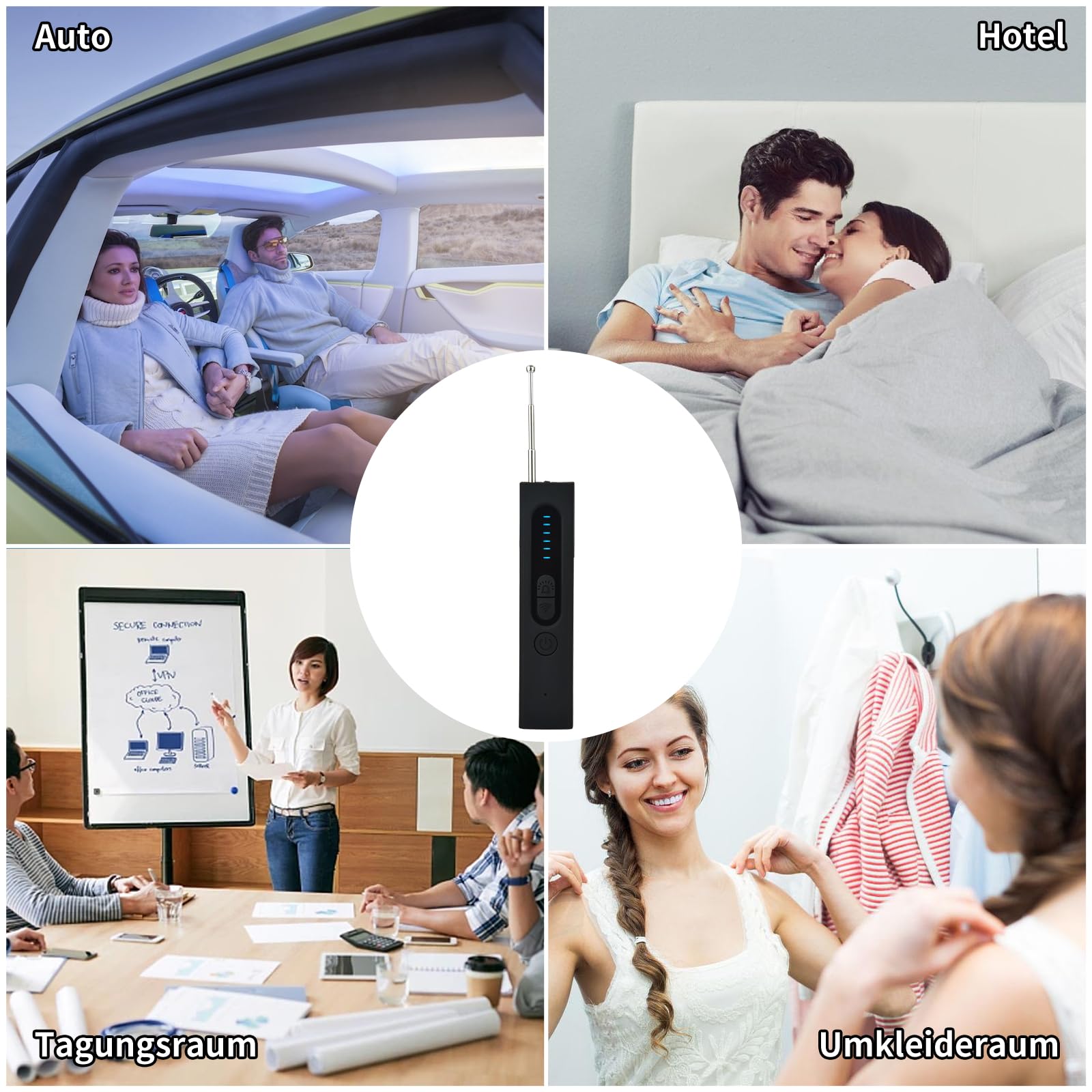 Detecteur de Camera Micro Espion: Bug Détecteur RF sans Fil pour Caméra Dissimulée,Anti-Espion Bugs GPS Tracker Scanner Cachée GSM ÉCoute Device Finder pour Bureau à Domicile Hôtel