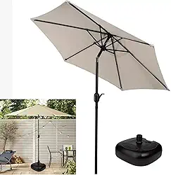 Ombrelone Com Base Plástica para Piscina 2,5m de Manivela Articulado Ipanema Bege - AMZ - Bege-Preta