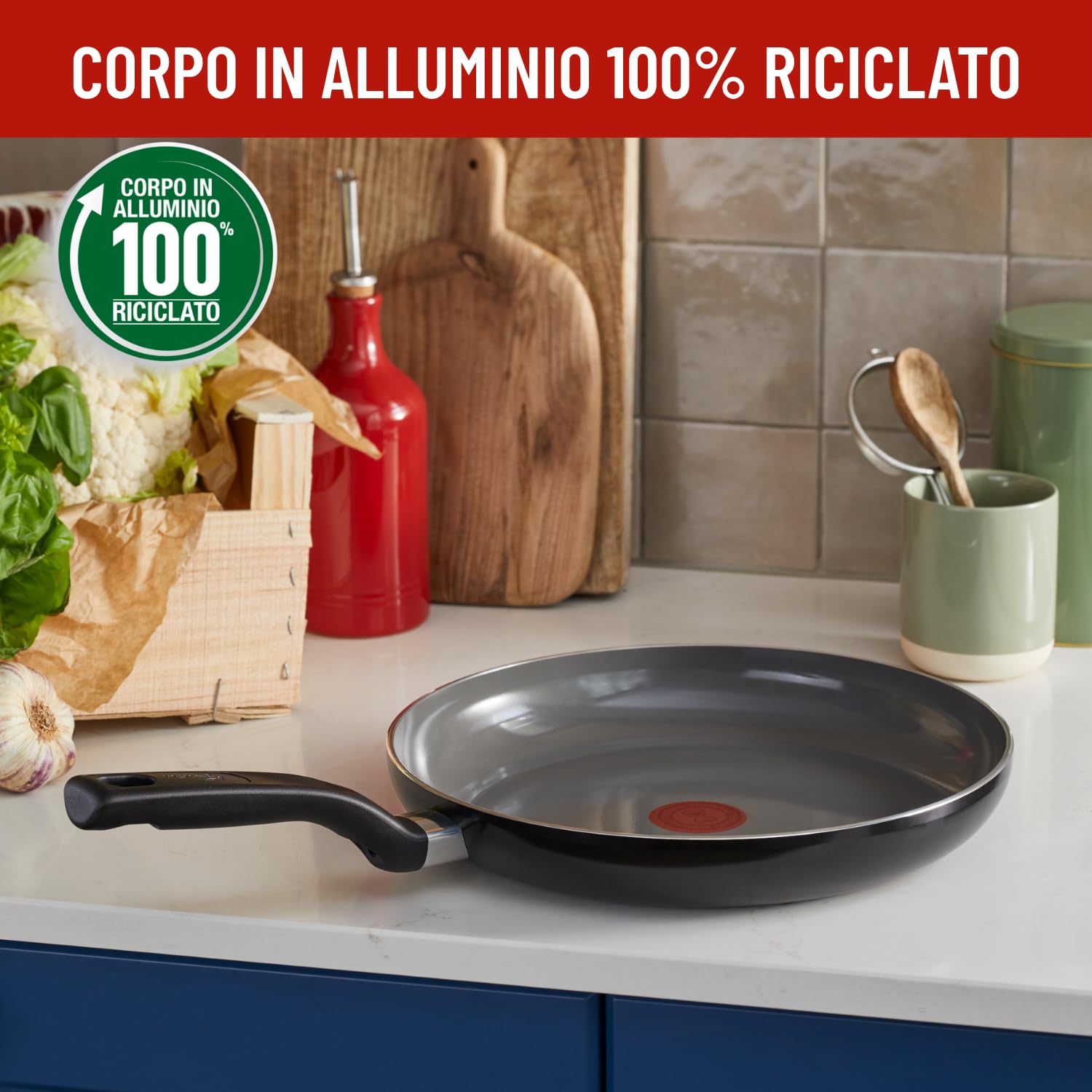 Lagostina Goccia Padella 32 cm, Rivestimento in Ceramica Antiaderente, Scorrevolezza Ottimale, Pulizia Facile, Thermo-Signal, Sicura, Compatibile con Induzione