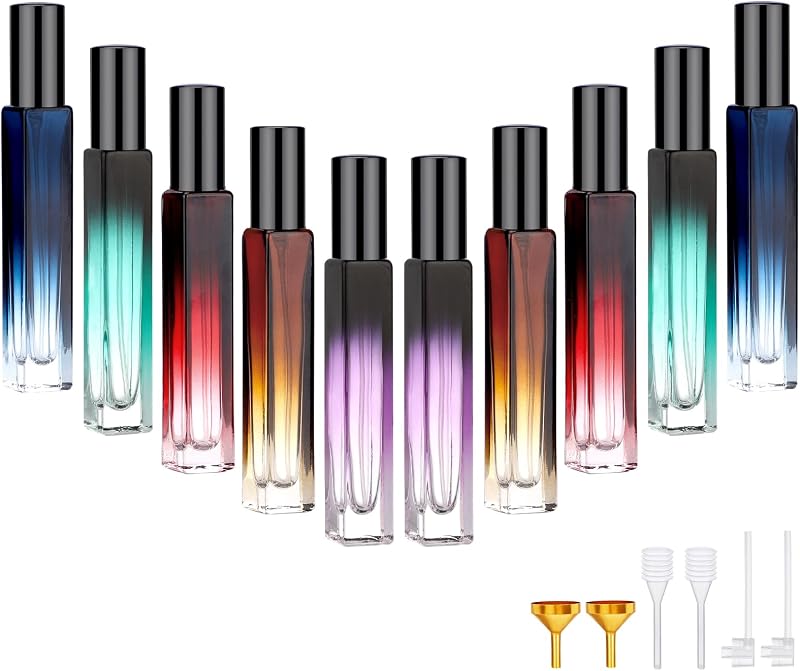 Segbeauty Frascos atomizadores de vidro recarregáveis para perfume, 10 unidades de 10 mL com acessórios de transferência