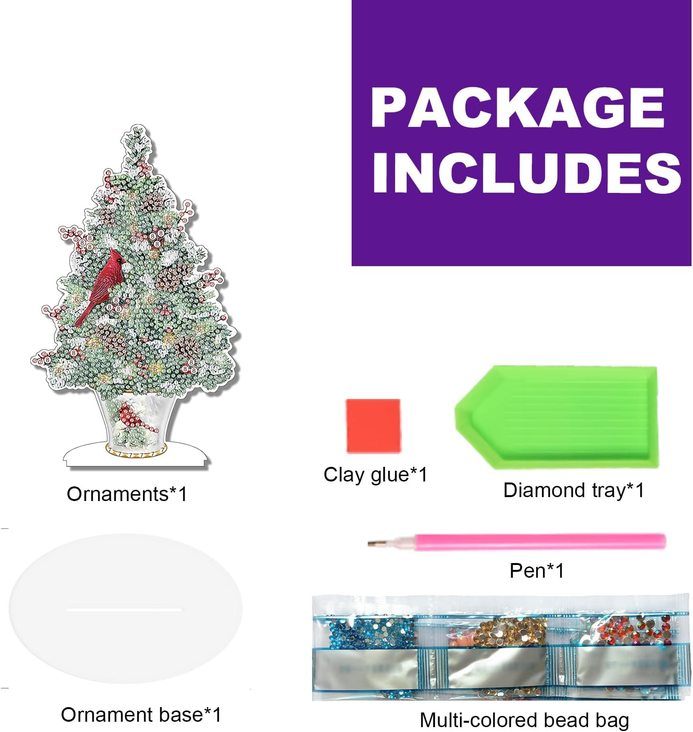 TDFERAN Diamond Painting Desktop Ornaments Kit for Adults Beginner 12x20cm 5D DIY Diamond Art Tabletop Decorations Special Gem Mosaic Arts Crafts Home Bedroom Table Decor Gifts Christmas Tree image 3