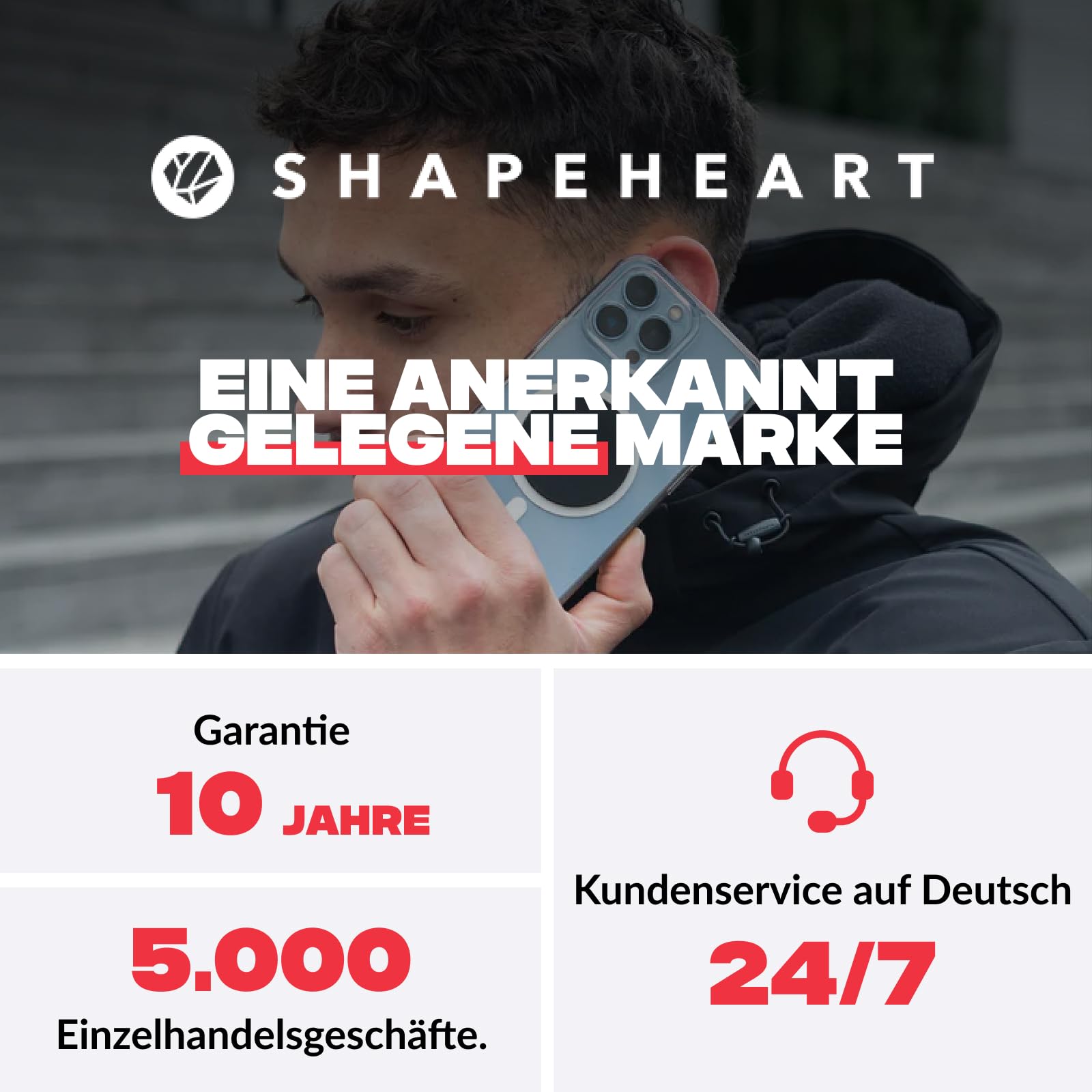Shapeheart Magnetische Fahrrad-Handyhalterung, abnehmbar & Weatherproof | Für alle Handys | Lenker & Vorbau 20–50 mm | 1-Hand-Bedienung | Touchscreen | Dämpft Vibrationen | MTB, E-Bike, E-Scooter