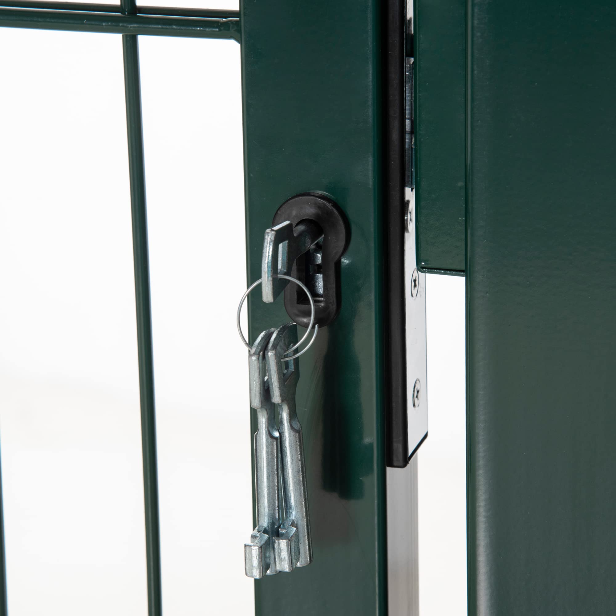 HOMCOM Puerta de jardín Puerta de valla de acero Puerta de patio Manivela Cerradura y llaves 97 x 150 cm Verde | Puerta de valla, puerta de patio, con llaves