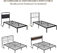 Vista 23 de Base de cama tamaño Queen de 12 pulgadas, no necesita somier, base de colchón de plataforma de metal resistente con listones de acero