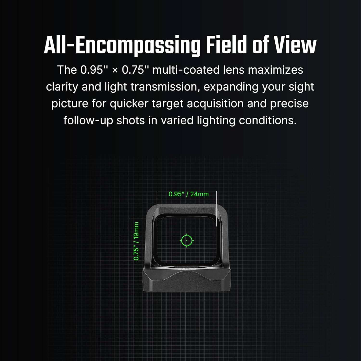 OSIGHT C Multi-Reticle 3 MOA Dot & 32 MOA Circle Open Reflex Sight, 407C/507C Footprint Compatible, Parallax-Free Sights for Full-Sized Setups (Green Dot) - Image 3