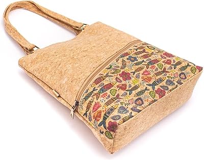 Handmade Cork Tote Shoulder Bag Purse Eco Friendly Gift Sustainable Vegan bag Lightweight (Viana 4)