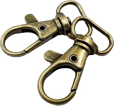 20Pcs 360 Metal Swivel Trigger Snap Hooks Lobster Claw Clasps, Wide 1/2 Inch D Ring, Large Size Keychain Hooks, 13 mm in ID, 36 mm in Length 1/2", Antique Brass-2