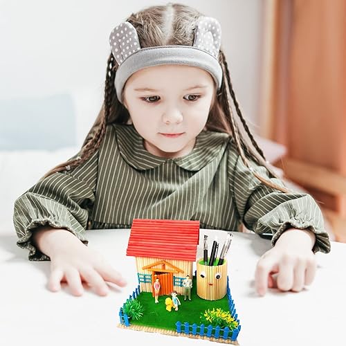 Miniatura 6 de Varillas de madera para manualidades, 50 varillas de madera de 14 x 15 para manualidades, tacos redondos de macramé, pequeños palos de madera sin