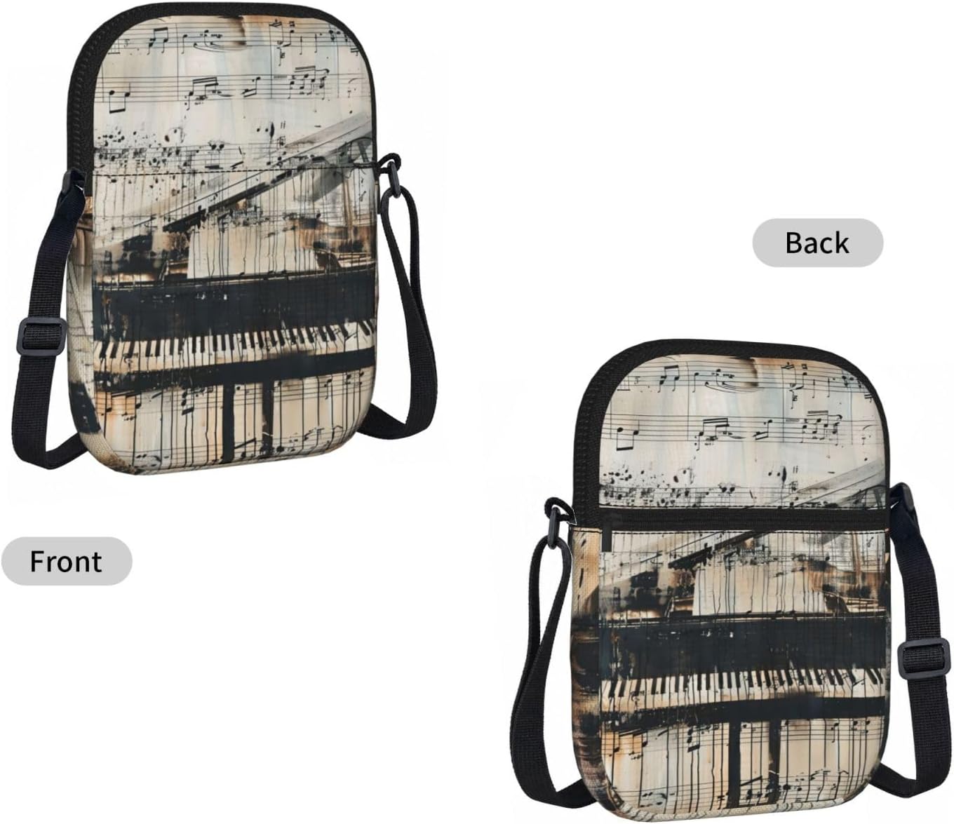 Sheet Music Print Women Crossbody Bag Shoulder Lightweight Travel Purse Casual Daily Handbag image 3