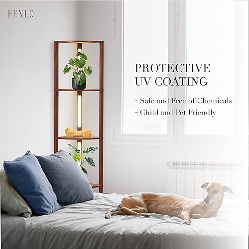 Miniatura 2 de FENLO Estante para exhibición de curiosidades de 64 pulgadas con repisas y luz LED de 3 niveles, resistente mueble lámpara de piso para esquina,