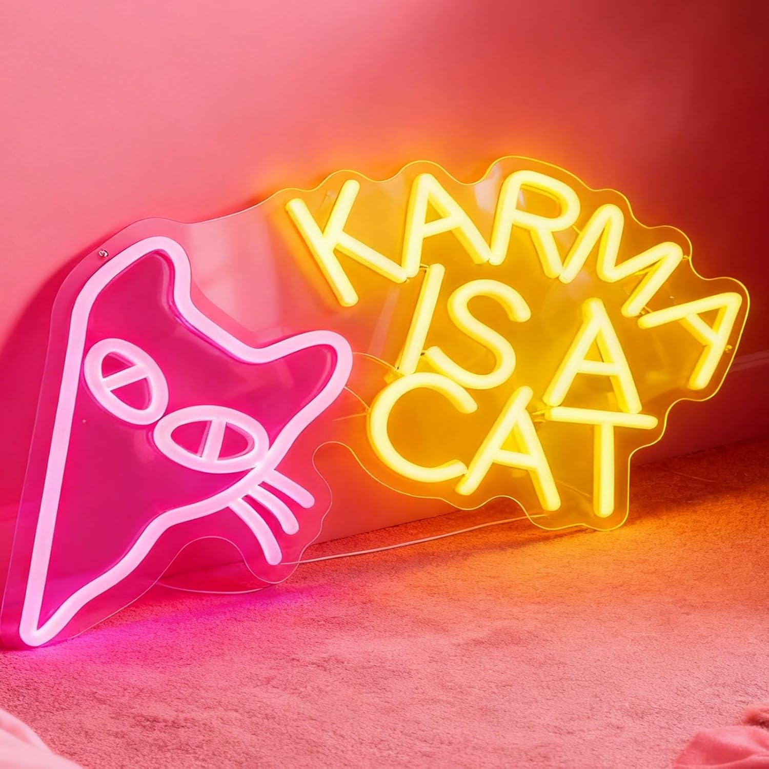 Cat LED Neon Sign, Cute Animal Light Up Sign, USB Powered Dimmable Decorative Neon Light for Home Bedroom Living Room Music Room Party Gift Wall Table Decor 16.5 x 11.8 In