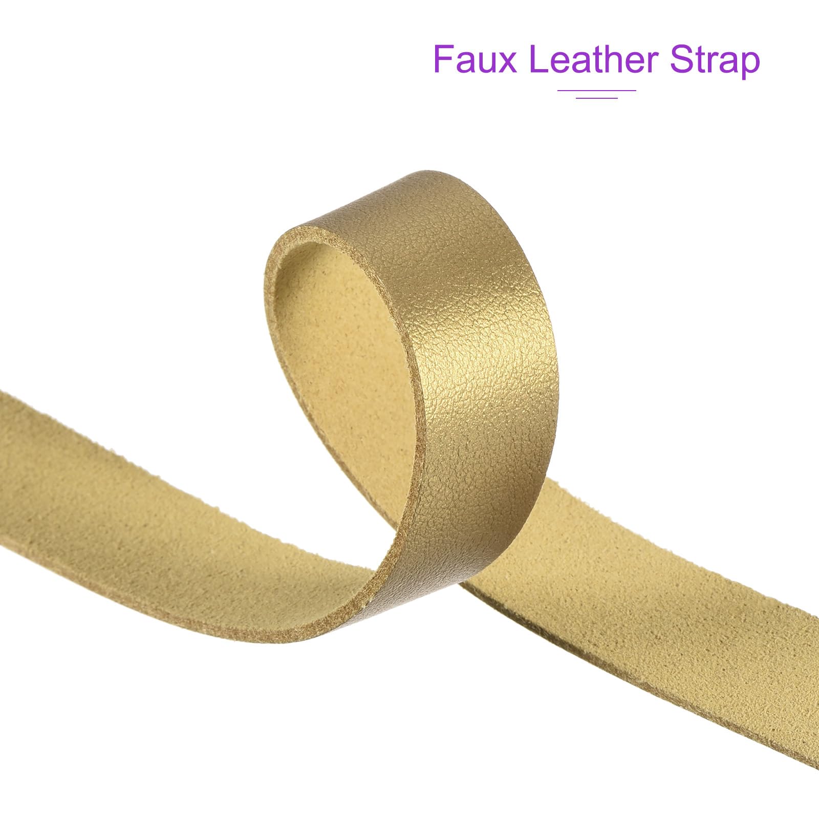 DMiotech Yellow Faux Leather Strap 0.6 Inch Wide 78 Inch Long Flat Leather Belt Strip 1.3mm Thick Single Sided Cord for Arts Craft DIY Traction Ropes - Image 4