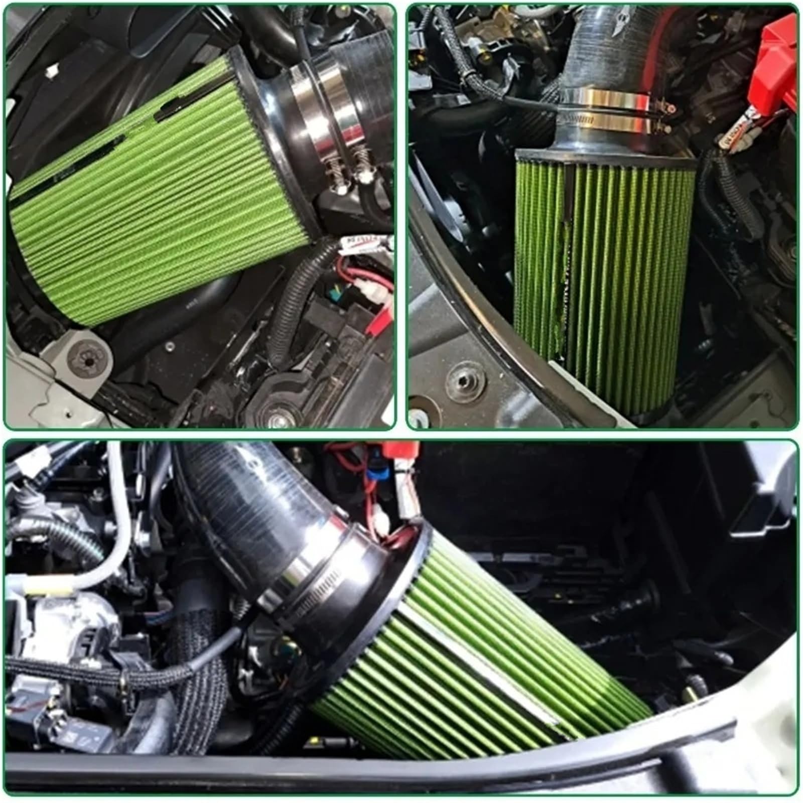 Filtr powietrza 76mm 4-calowy filtr powietrza Sport samochodowy Zimne układy dolotowe Zestaw filtrów Auto Części uniwersalne Stożek adaptera rurowego(101mm-Green)