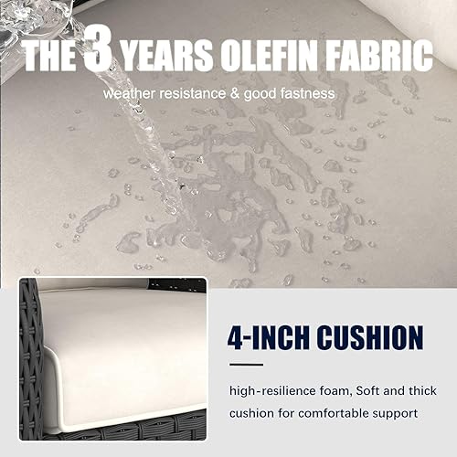 Miniatura 3 de LayinSun 10 Pieces Outdoor Patio Furniture Set with Fire Pit Table, Rattan Wicker Sectional Swivel Rocker Chairs Sets