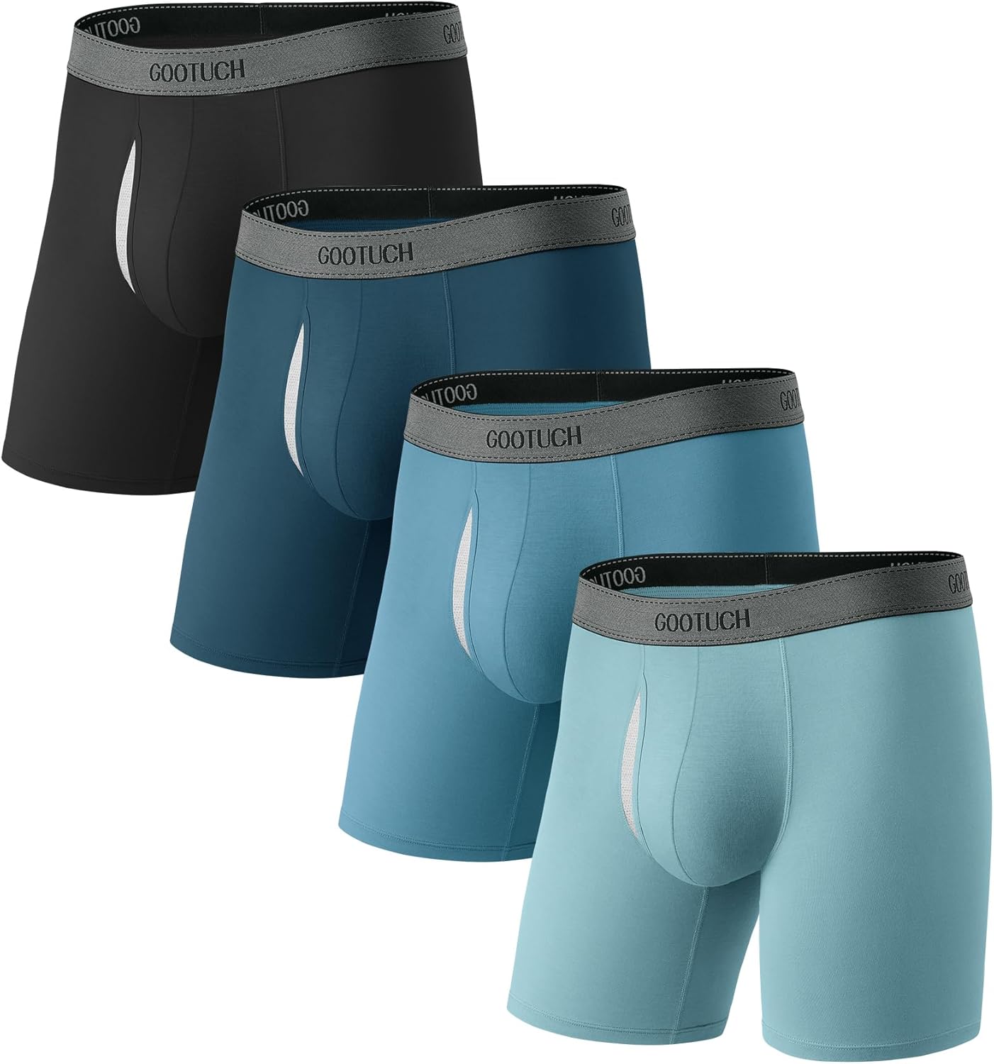 GOOTUCH Men’s Breathable Boxer Briefs, Moisture-Wicking Odor Control Bamboo Underwear, Second Skin & Anti Chafe(2&4 pack)