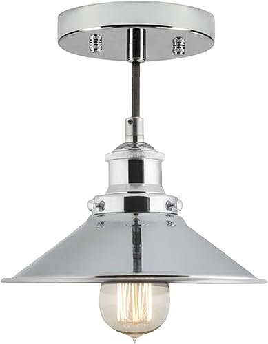 Miniatura 5 de Linea di Liara LL-P407 lámpara de techo industrial Andante, aplique de un foco con pantalla de metal y cable, con cubierta de 5 pulgadas, diseño