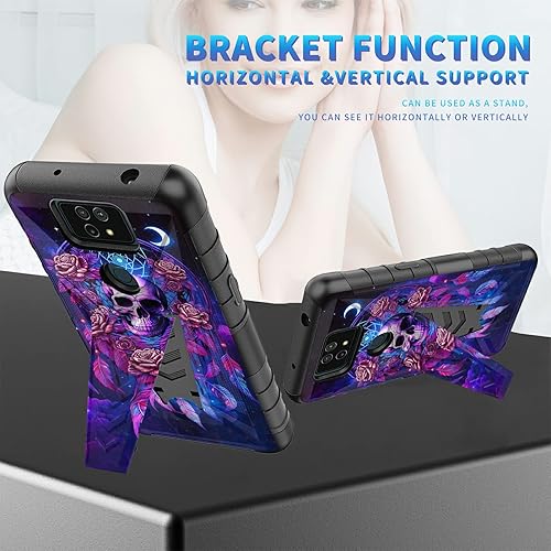 Miniatura 114 de AT&T Calypso 2 (U319AA) Funda con protector de pantalla de vidrio templado resistente con función atril integrado para debut de críquet, ciervo