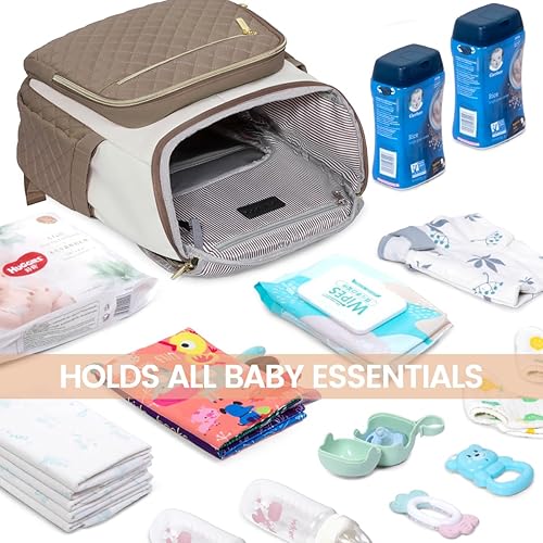 Miniatura 6 de LOVEVOOK Mochila para pañales Bolsa de bebé de gran capacidad con cambiador portátil, mochila de viaje para bebés multifunción