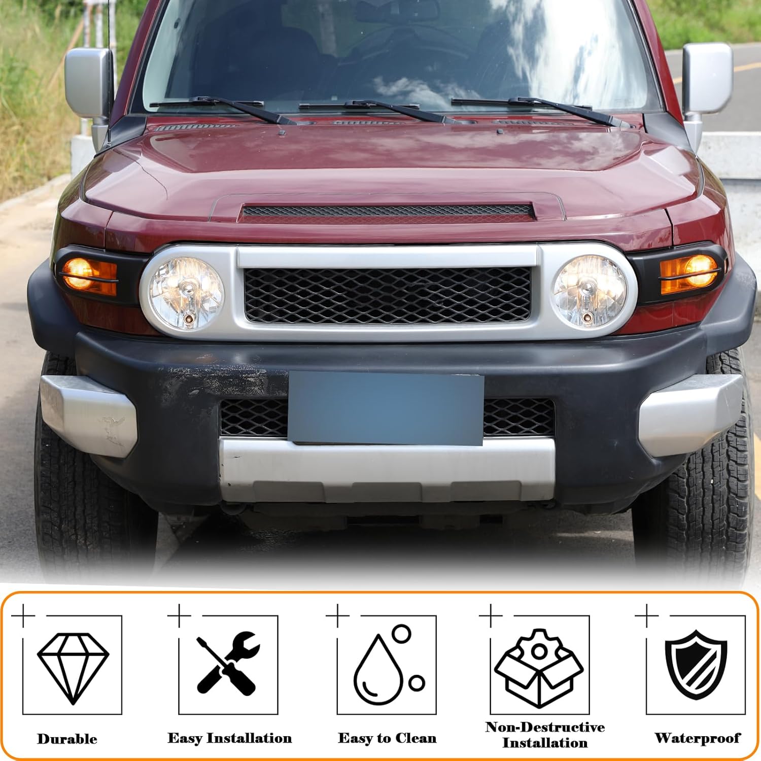 Front Fog Light Cover Guard Compatible with Toyota FJ Cruiser 2007-2021, ABS Front Bumper Driving Fog Light Shell Trim Cover Molding Protection Accessories 2Pcs (Matte Black)
