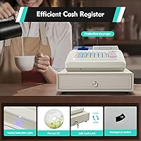 Vista 7 de Caja registradora electrónica de 48 teclas, sistema POS comercial con pantalla LED digital, caja de cajones e impresora térmica rápida, caja