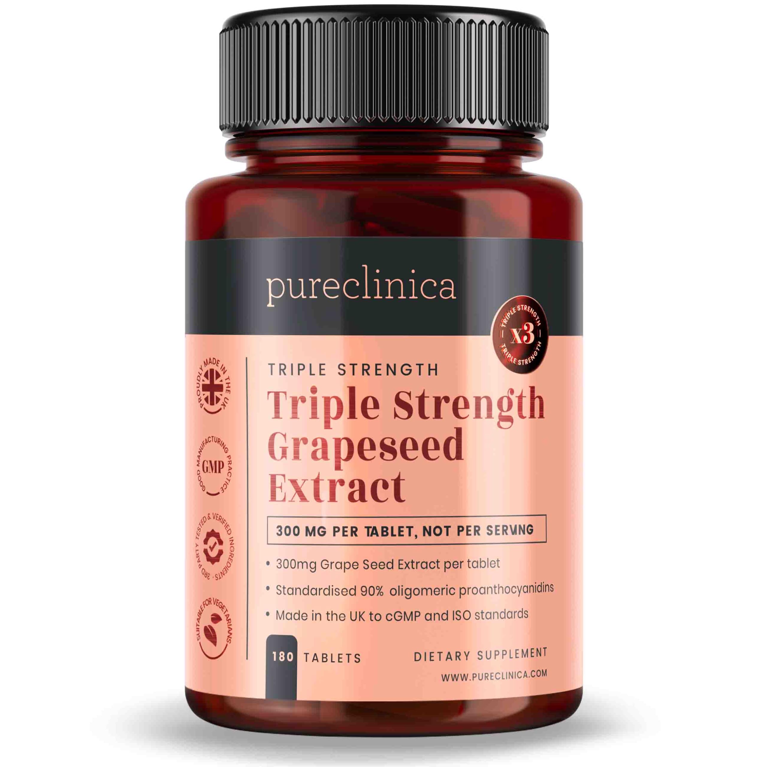 Amazon.com: pureclinica Grape Seed Extract 300mg x 180 Tablets