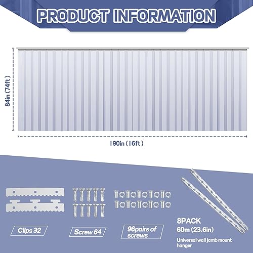 Miniatura 30 de Juexica Kit de cortina de puerta de plástico de 48 x 96 pulgadas, 0.08 pulgadas, cortinas enfriadoras de PVC, cortina de puerta de congelador