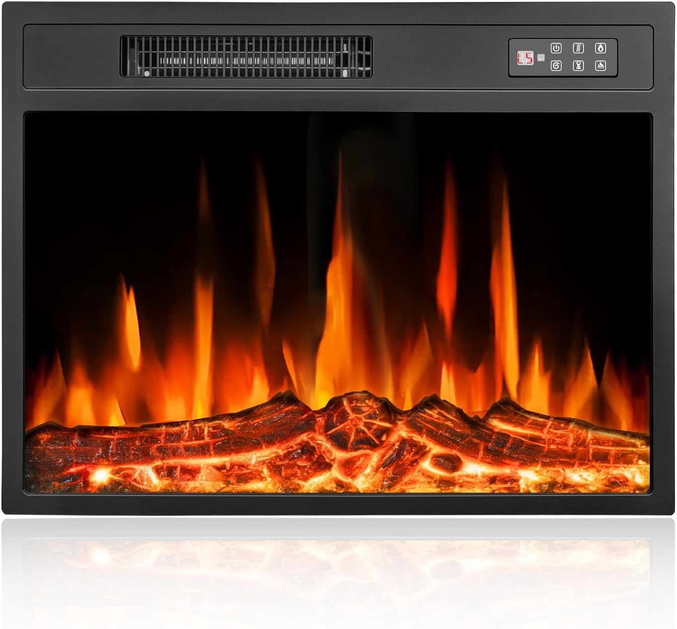 23 Inch Electric Fireplace Insert,750w/1500w Recessed Electric Fireplace Heater w/Timer,Adjustable Flame,Remote Control,Fireplace Insert for Bedroom,Living Room