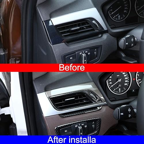 Miniatura 2 de YIWANG - Juego de 4 adhesivos de fibra de carbono para rejilla de ventilación de aire acondicionado lateral cromada para BMW X1 F48 2016-2019, para