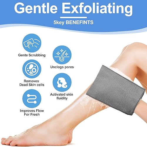 Miniatura 5 de Tatuo 12 piezas de paño exfoliante corporal coreano, toalla italiana, estilo coreano, guante exfoliante estilo coreano, paño de limpieza corporal de