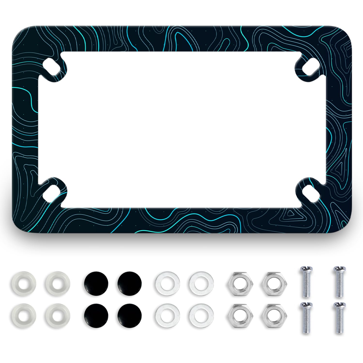 Motorcycle Blue Topographic Map License Plate Frame Topography Stainless Steel Funny Motorbike License Plate Holder Tag Holder Motorcycle Accessories