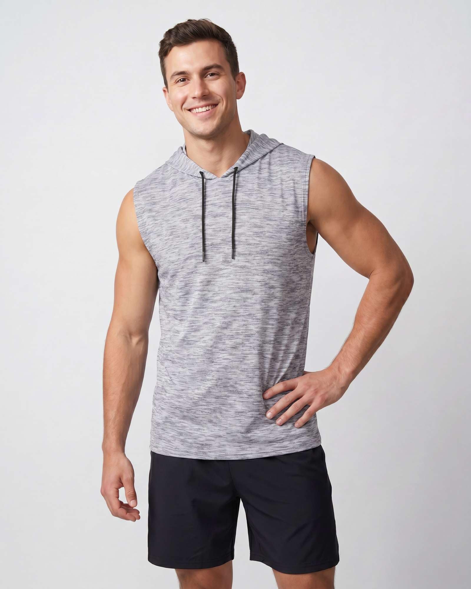 Real Essentials 3er Pack: Herren Dry Fit Active Hooded Tank Top – Workout Ärmellos Hoodie Kordelzug (erhältlich in Big & Tall)