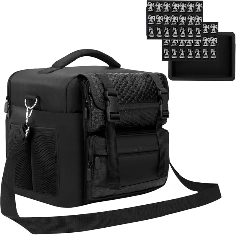 Bolsa organizadora de accesorios para juegos RPG para juegos D&D. Estuche de almacenamiento para juegos de mesa para miniaturas DND, guía de DM, manual del jugador, pantalla DM, tapete de cuadrícula, dados, fichas y más.