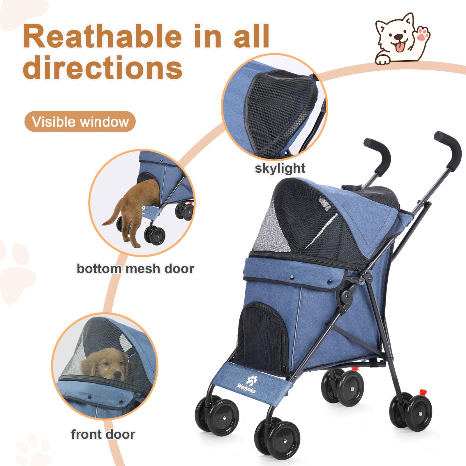 Amazon.co.jp: Wedyvko トラベルポータブル犬用ベビーカー ペット