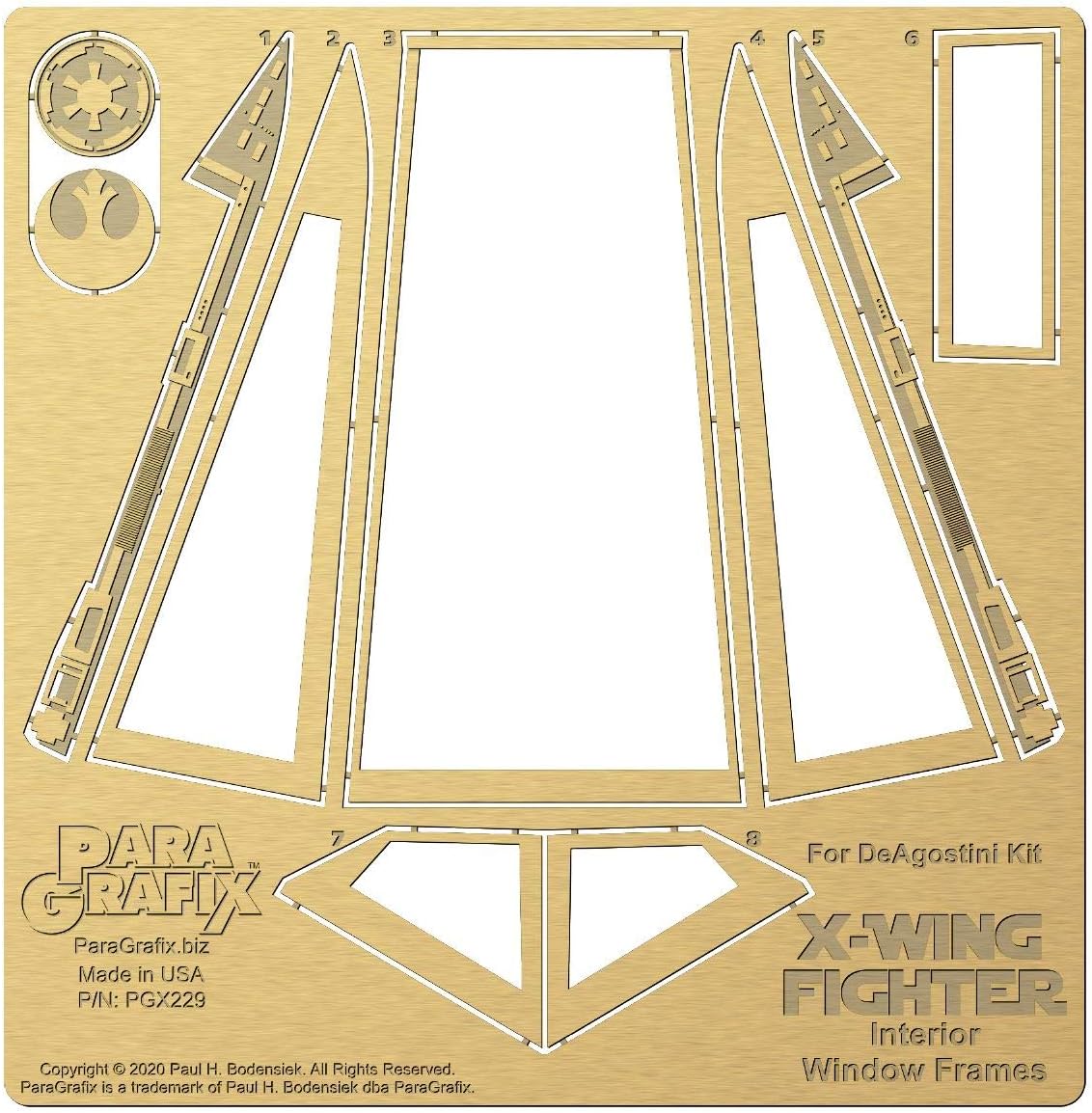 Paragrafix Internal Window Frames for DeAgostini X-Wing PGX229
