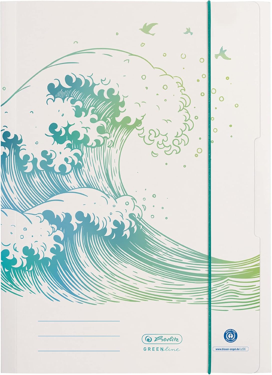 Herlitz Greenline Ginkgo Spiral Pad A4 70 Sheets Squared with 2 Margins Pack of 5 50033485