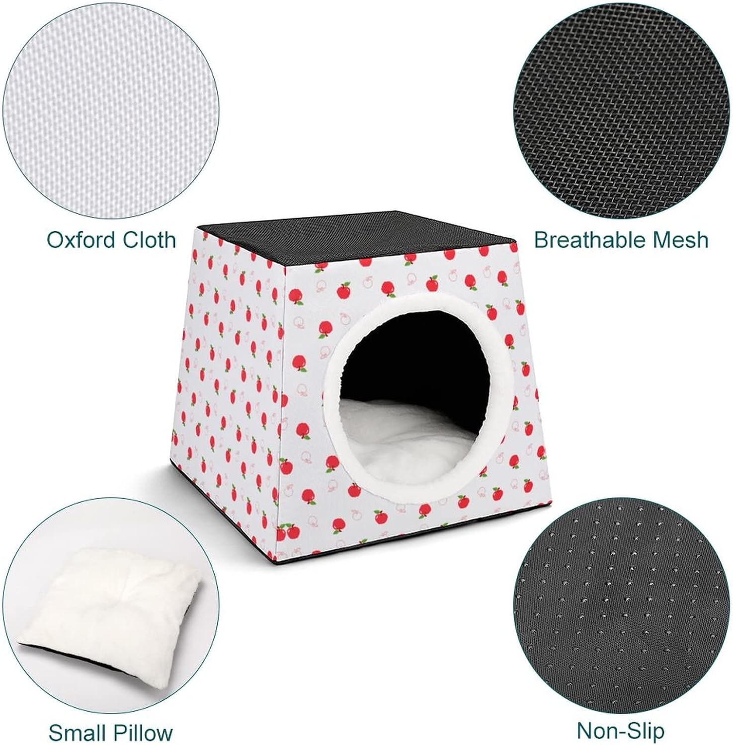 review Printed Cat Houses & Condos Lovely Foldable Cat Cube Cat Bed Sofa with Removable Pillow Red Fruit Sweetness