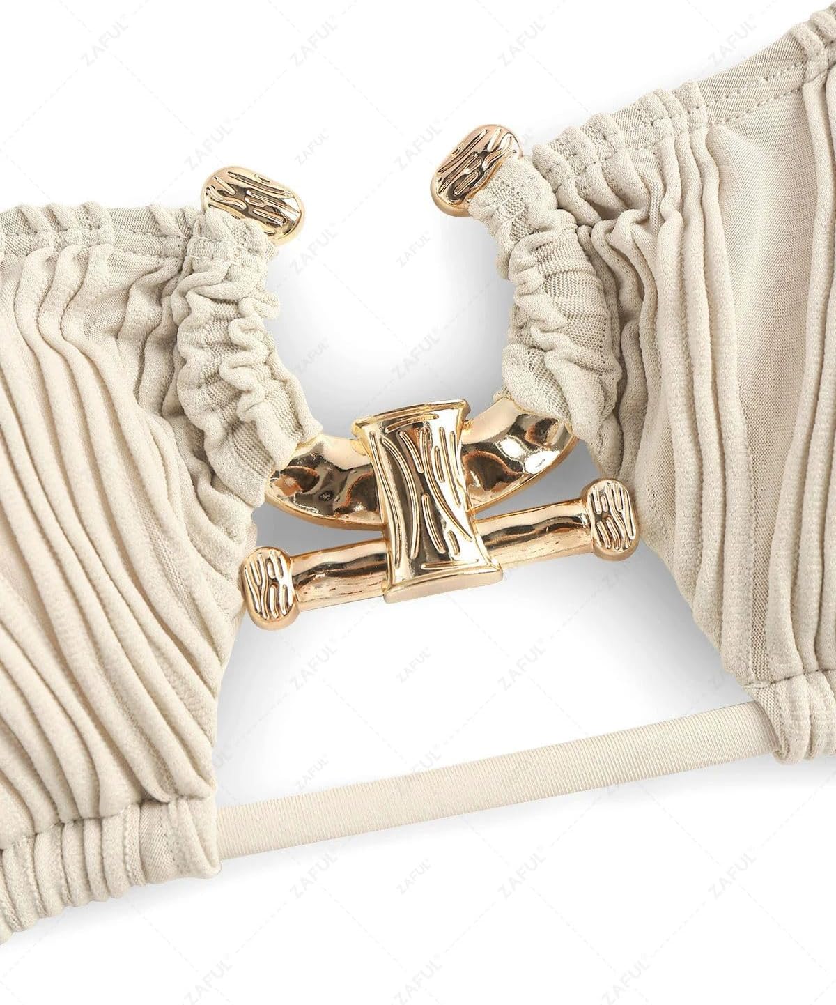 ZAFUL Women's Sexy Cutout Bikini Set High Cut Textured Metal Ring Cheeky Swimsuit Two Piece Bathing Suit - Image 5