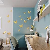 Vista 4 de SAOROPEB Decoración de pared de mariposa 3D, 48 piezas, 4 estilos, 3 tamaños, decoraciones de mariposa dorada para celebraciones de cumpleaños
