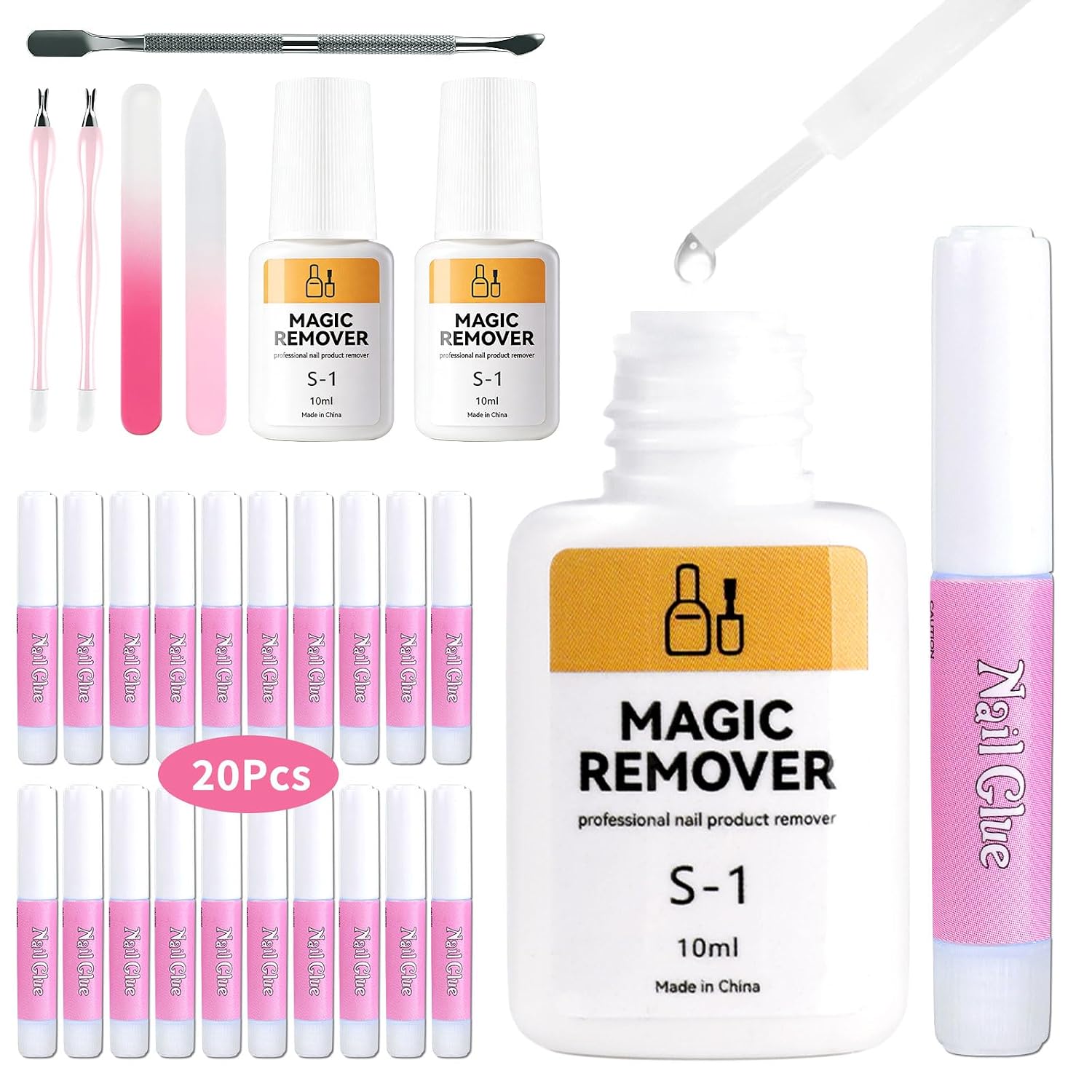 TADOPRO Nail Glue & Remover Set - Strong Adhesive for Press-On Nails