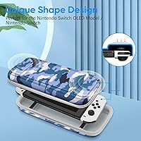 Vista 6 de Fintie Funda de transporte para Nintendo Switch OLED modelo 2021Switch 2017, a prueba de golpes funda protectora rígida bolsa de viaje con 10
