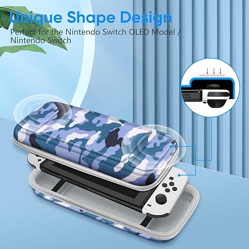 Miniatura 6 de Fintie Funda de transporte para Nintendo Switch OLED modelo 2021Switch 2017, a prueba de golpes funda protectora rígida bolsa de viaje con 10