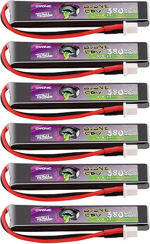 OVONIC Batería Lipo 1S 380mAh 3.8V 60C Batería de alto voltaje con enchufe BT2.0 para RC Car Truck RC Vehículos RC Barco, Dron, Avión RC Quadcopter