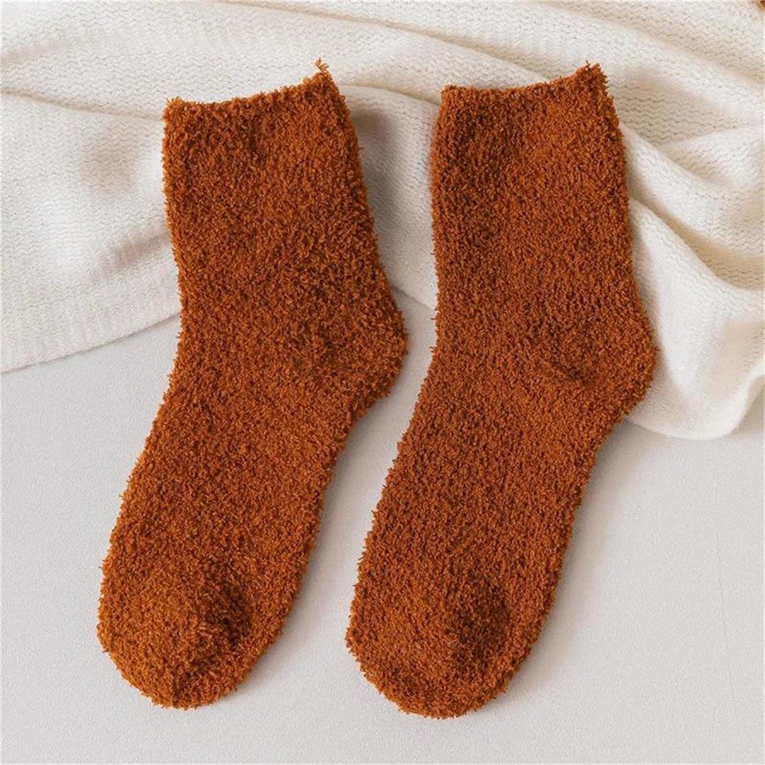 10 Pairs Women Solid Socks Thick Warm Mid Tube Casual Comfortable Floor Fashion Hosiery