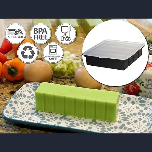 Miniatura 7 de Bandeja de silicona antiadherente para moldes de mantequilla, máquina de mantequilla de gran cavidad con capacidad para 8 cucharadas de mantequilla,