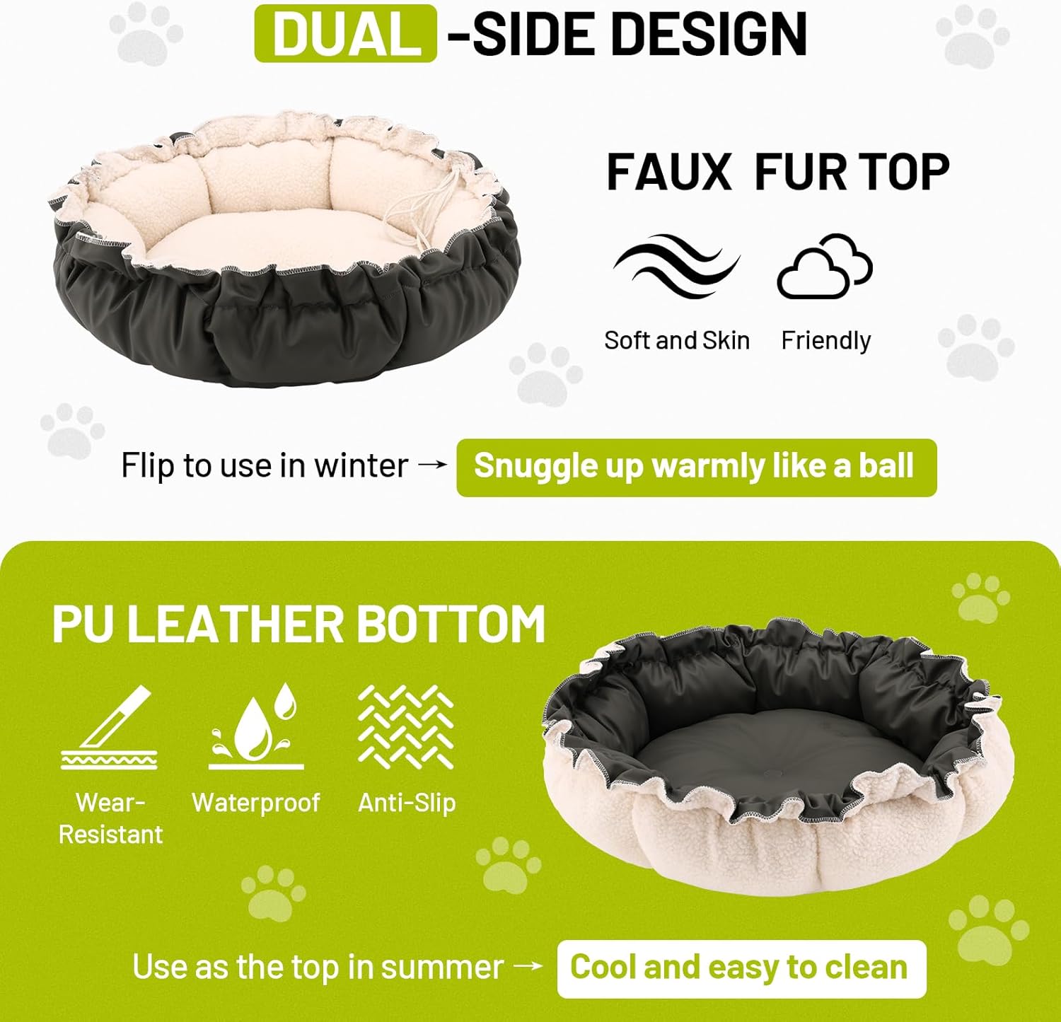 Cat Beds for Indoor Cats,Washable Round Pet Bed for Puppy and Kitty,Super Soft Durable Fabric Pet Beds, Washable Luxury Cat & Dog Bed 20.8inch