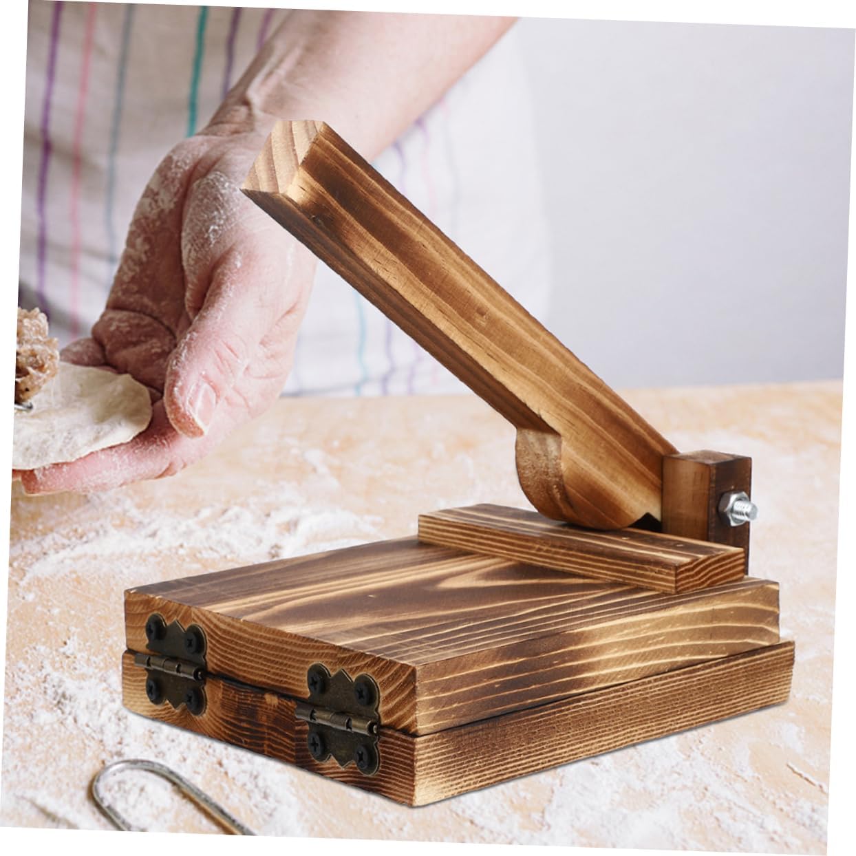 CHILDWEET 2pcs Wooden Press Tool Manual Pizza Dumpling Maker Easy Use Home Accessories Sturdy Construction for Uniform Thickness for Tortillas Pastries