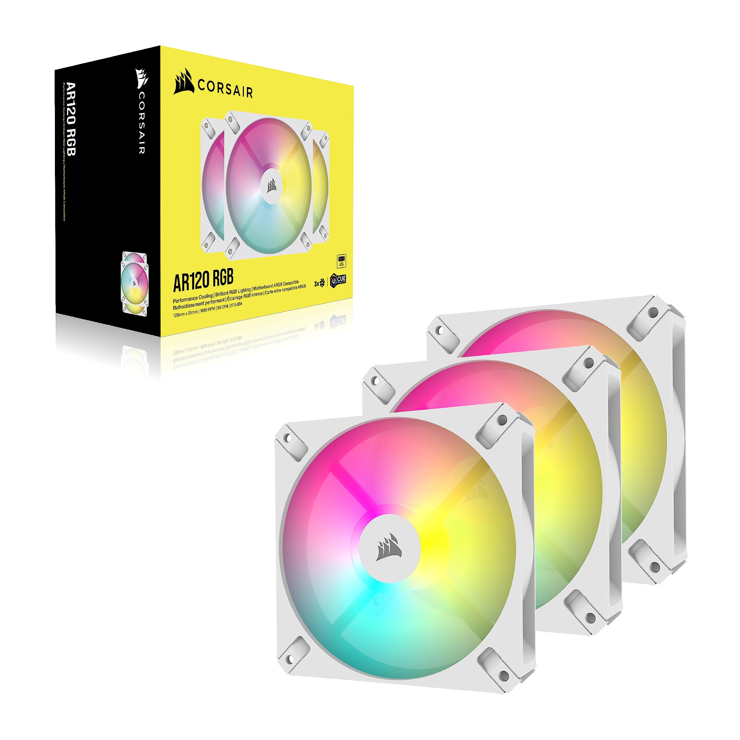 Corsair iCUE AR120 RGB Digital 120mm Compatibile con ARGB Ventole - Confezione da Tre - Bianco