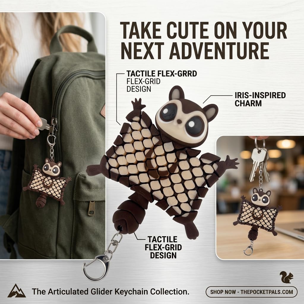 Cute Keychain – Articulated Fidget Toy, Stress Relief Animal Bag Charm image 4